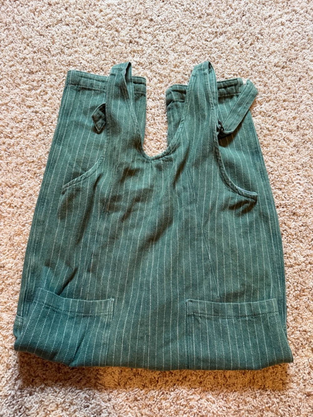 We The Free Green Pinstripe Overalls